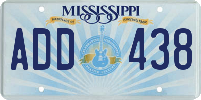 MS license plate ADD438