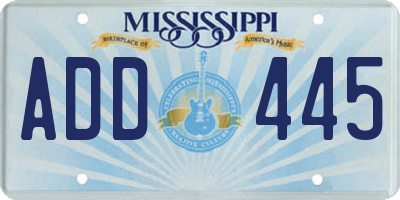 MS license plate ADD445