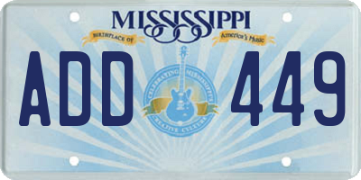MS license plate ADD449
