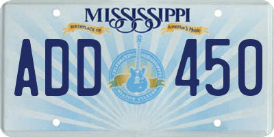MS license plate ADD450