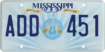 MS license plate ADD451