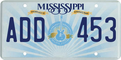 MS license plate ADD453