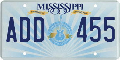 MS license plate ADD455