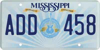 MS license plate ADD458