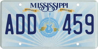MS license plate ADD459