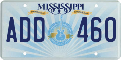 MS license plate ADD460
