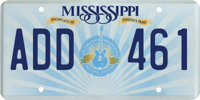 MS license plate ADD461