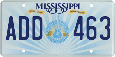 MS license plate ADD463