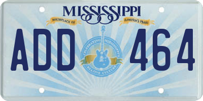 MS license plate ADD464