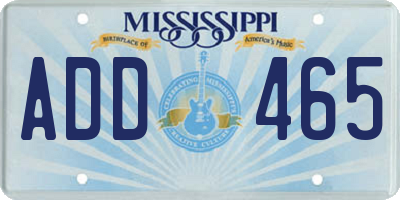 MS license plate ADD465