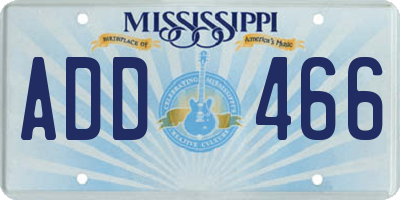 MS license plate ADD466