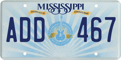 MS license plate ADD467