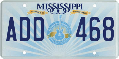 MS license plate ADD468