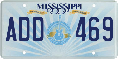 MS license plate ADD469