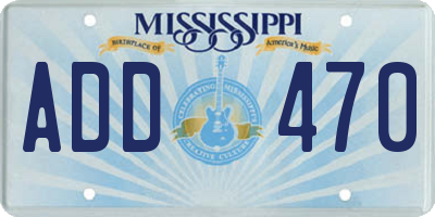 MS license plate ADD470