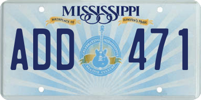 MS license plate ADD471