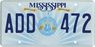 MS license plate ADD472