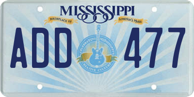 MS license plate ADD477