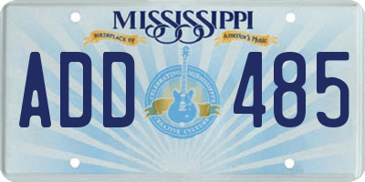 MS license plate ADD485