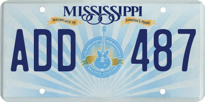 MS license plate ADD487