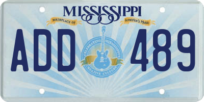 MS license plate ADD489