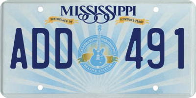 MS license plate ADD491