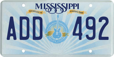 MS license plate ADD492