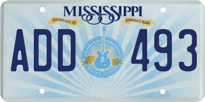 MS license plate ADD493
