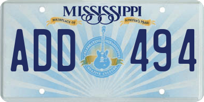 MS license plate ADD494
