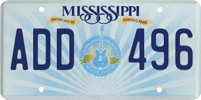 MS license plate ADD496