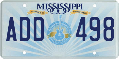 MS license plate ADD498