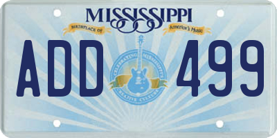 MS license plate ADD499
