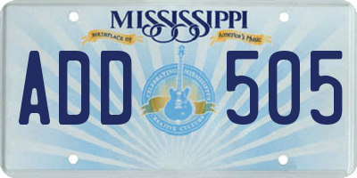 MS license plate ADD505
