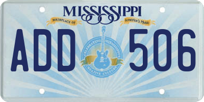 MS license plate ADD506