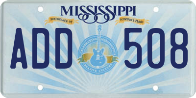 MS license plate ADD508