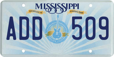 MS license plate ADD509