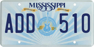 MS license plate ADD510