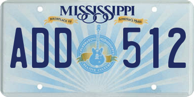 MS license plate ADD512