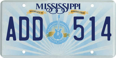 MS license plate ADD514