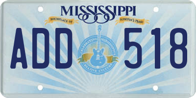 MS license plate ADD518