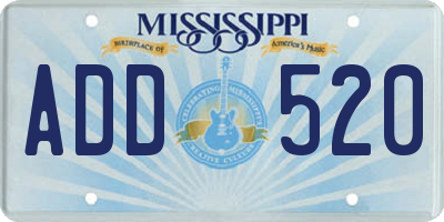 MS license plate ADD520