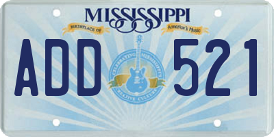 MS license plate ADD521