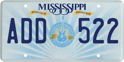 MS license plate ADD522