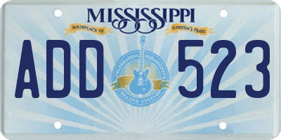MS license plate ADD523