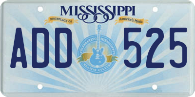 MS license plate ADD525