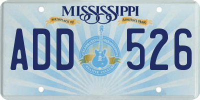 MS license plate ADD526
