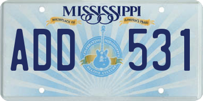 MS license plate ADD531