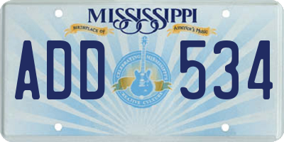 MS license plate ADD534