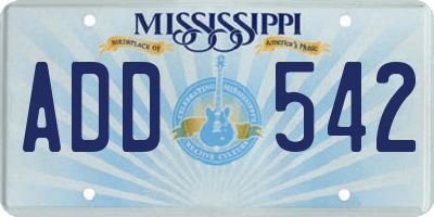 MS license plate ADD542