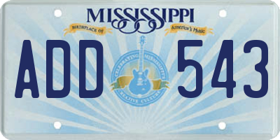 MS license plate ADD543